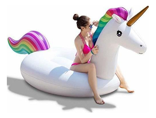 Jasonwell Giant Inflatable Unicorn Pool Float Floatie Ride 