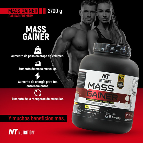 Nt Nutrition Mass Gainer Ganador De Masa Y Peso Whey 2.7 Kg Vainilla