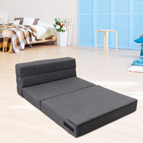 Sofá Cama Plegable Viscoelástico Tipo Futón Gris Oscuro