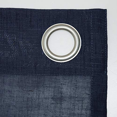 Cortina De Lino Texturizado Azul Marino 132 X 213 Cm