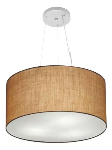 Lustre Pendente Cilíndrico Md-4186 Cúpula em Tecido 45x25cm Palha - Bivolt