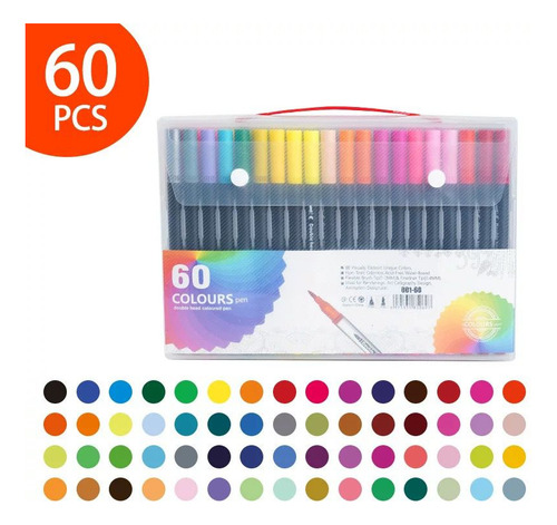 Caneta Brush Pen 80 Cores Duas Pontas Pincel Fina Canetinha