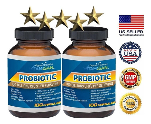 Probiotico 100 Billones Enzima Digestiva Prebiotico 100 Caps Neutro