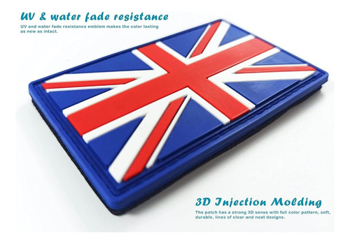 Parches Pvc Bandera De Reino Unido 8x5cm Con Velcro 2 Pzas