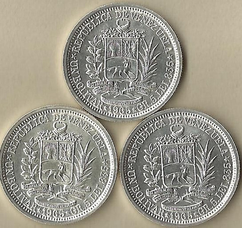 Excelentes Monedas De Plata Ley 835. Venezuela