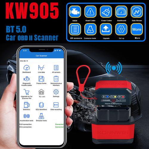Detector De Fallos De Automóvil Auto Obdii... Inalámbrico Pa