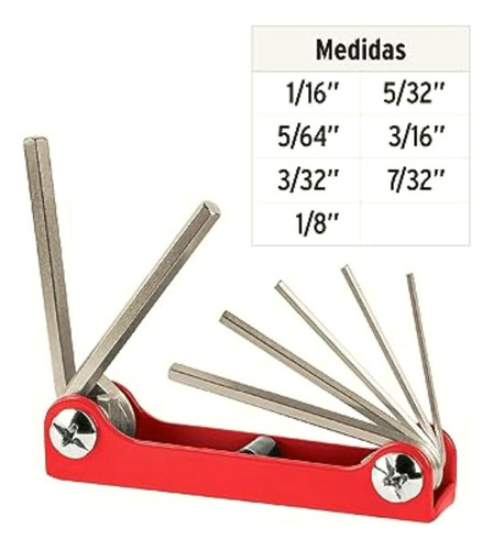 Truper All-7p, Juego De 7 Llaves Allen Standard Tipo Navaja,