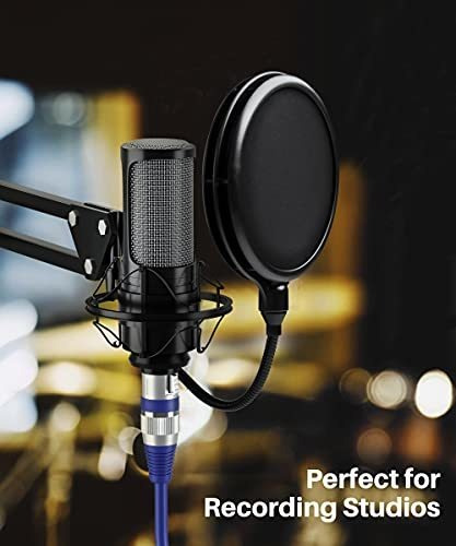 1.5Ft Podcast GearIT XLR to XLR Microphone Cable 1.5 Feet, 2 Pack XLR Male to Female Mic Cable 3-Pin Balanced Shielded XLR Cable for Mic Mixer 2 Pack Black Recording Studio 