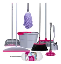 Comprar Reynera Kit Casa Impecable Con Productos De Limpieza - Escobas Basica y Dual , Cubeta Con Exprimidor, Mop Microfibra, Recogedor Con Peineta Quita Pelusa, Sacudidor, Jalador Cepillo Sanitario, Bomba