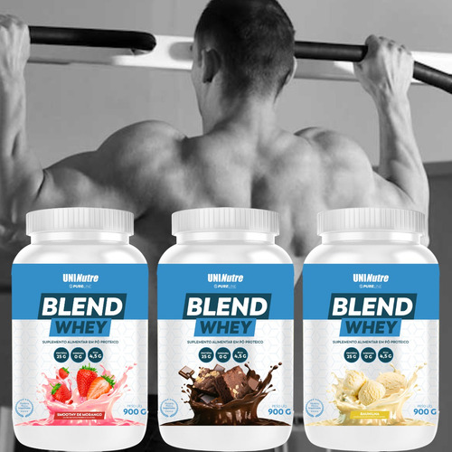 Blend Whey Protein Whey Concentrado 900g Uninutre Sabor Baunilha