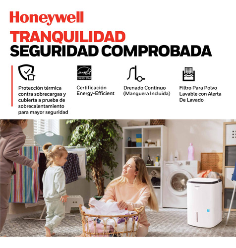 Deshumidificador Honeywell 50 Pintas 24 Hrs Tp50wknr Blanco