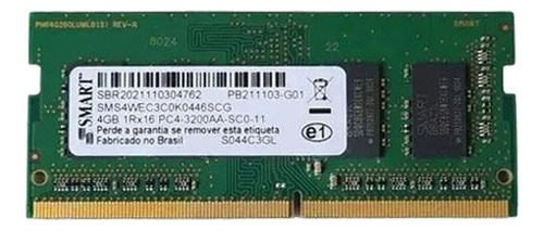 Memória Ram Notebook Smart Ddr4 4gb 3200mhz (Usado)