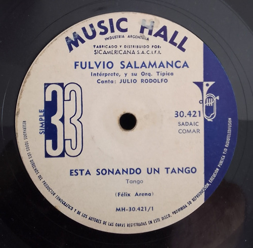 Fulvio Salamanca- Esta Sonando Un Tango - Vinilo Simple