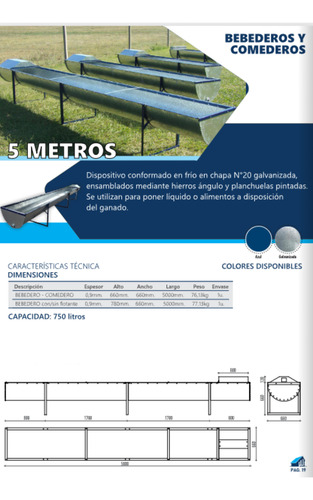 Bebedero Vacuno 5 Metros S/flotante