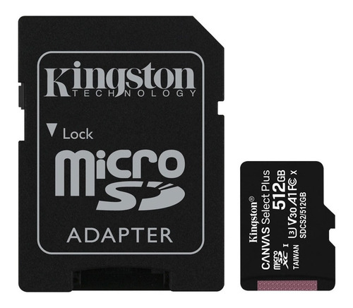 Memoria Microsd Kingston Canvas Select 512gb 100mb/s Y 85mbs
