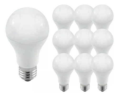 Kit 10 Lampadas Led Bulbo E27 6500k Bivolt Escritorio Casa