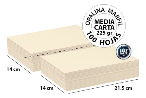 Opalina Marfil Media Carta 225 Gr - 100 Hojas