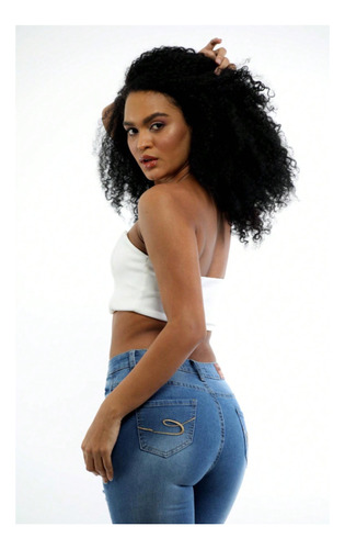 Jeans Colombianos De Ajuste Elástico Bordados Para Mujer