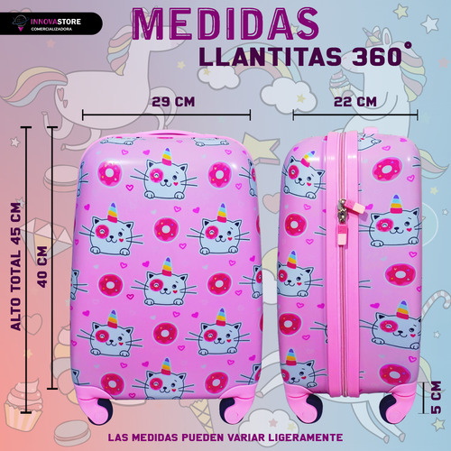 Maleta Carry On Infantil Viaje Cabina Ruedas Animada 16 Pul