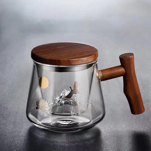 Taza De Vidrio De Borosilicato Y Tapa Hecha B 12,5x9,5x10cm