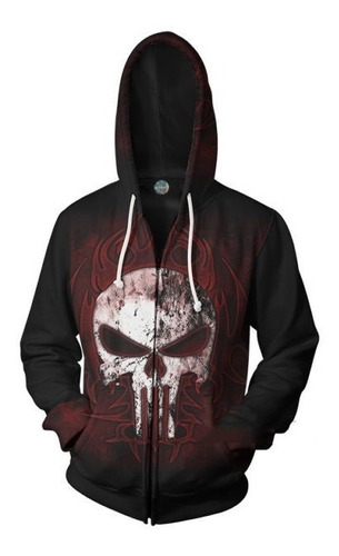 Sudadera Cremallera Punisher Anime Marvel Impresión 3d