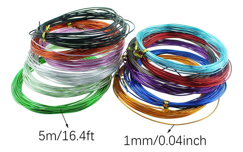 Rlecs 12 Rollos De Alambre De Aluminio De Colores, Calibre 1