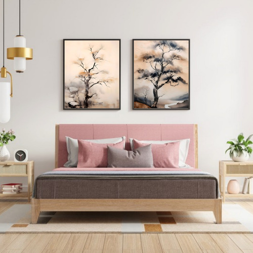 Set 3 Laminas Imprimibles Paisajes Acuarela Estilo Japones Blanco Beige