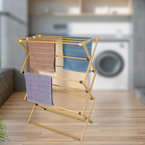 Estante De Secado De Ropa Bambú Plegado Portátil Moderno