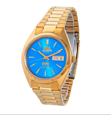 Relógio Masculino Oremte Original Prova D'água Marca Data Cor da correia Dourado/Azul