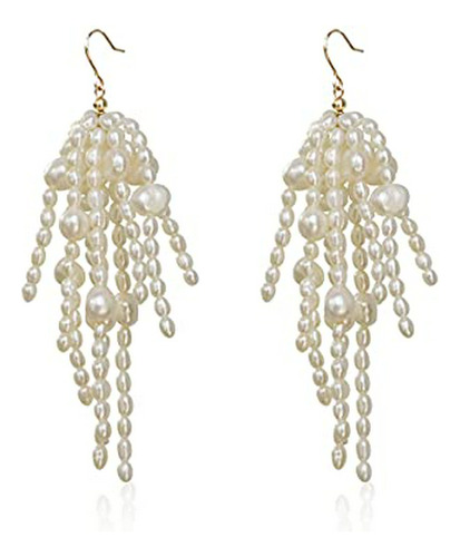 Aretes Anzuelo - Freshwater Cultured Pearl Dangle Earrings F