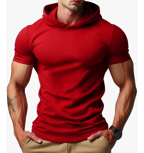 Playera Hombre Manga Corta Con Capucha Regular Fit