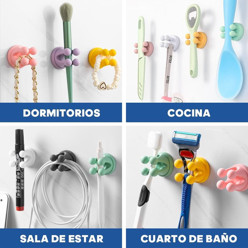 6 Soportes De Silicona Para Cepillos De Dientes, Ganchos