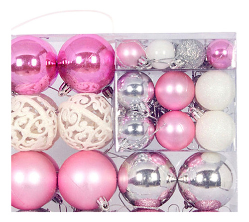 W 100x Adornos De Bolas De Navidad, Adornos Rosa Plata