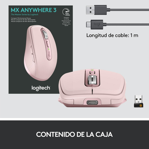 Mouse Compacto De Alto Rendimiento Logitech Mx Anywhere 3 Color Rosa