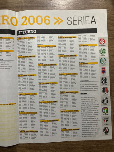 Revista Placar 1292a - Guia Brasileirão De 2006 - Com Tabela