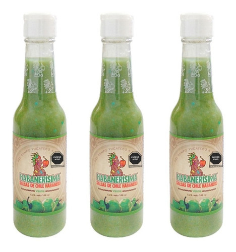 24 Pzas Salsa De Chile Habanero Habanerísima Verde De 148 Ml