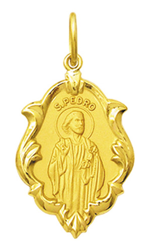 Medalha São Pedro Em Ouro 18k Ornato 2,5cm 2,30g