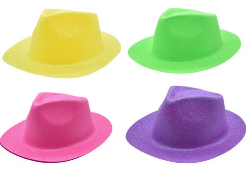 Sombreros Glitter Fluo Para Cotillón - Pack 10 Unidades