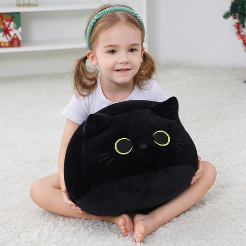 Almofada De Pelúcia Gato Preto - Travesseiro Decorativo