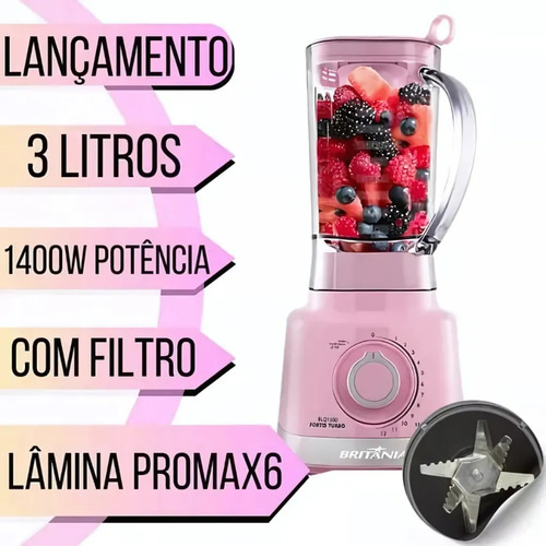 Kit Batedeira Planetária + Liquidificador Rosa Britânia 110v Rosa 50 60