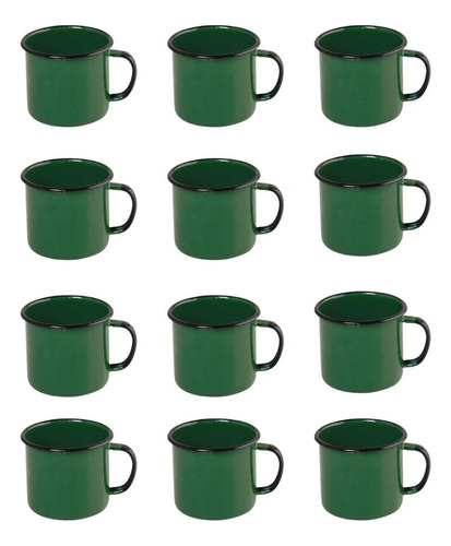 Caneca Esmaltada Xicara Da Vovó Retro Verde 150ml - 12 Unid