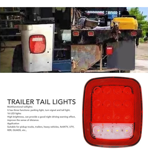 Luces Traseras Para Remolques De 12 A 24 V, 16 Led, Freno Y