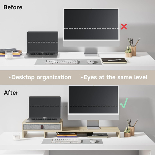 Soporte Elevador Para Monitor De Computadora Con Cajón Para
