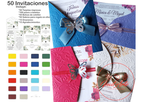 50 Invitaciones Completa Multimodelo Sinaí Con Texturas