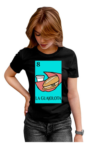 Playera Dama Estampada De Cartas De Loteria La Guajolota