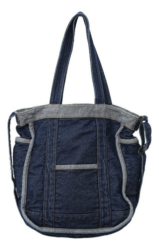 Bolso Bandolera De Mezclilla Con Un Solo Hombro - Azul Oscur