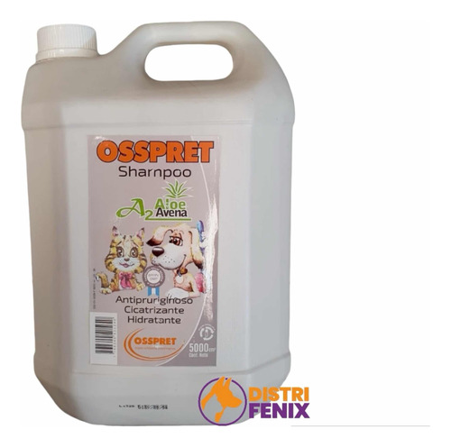 Shampoo Osspret A2 Con Aloe Vera Y Avena Para Perros 5 Ltrs