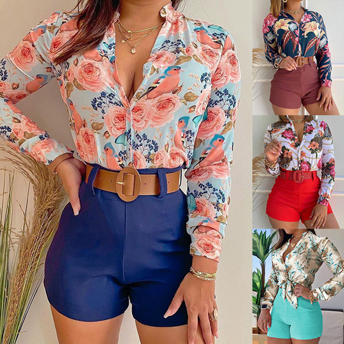 / Conjunto De Camisa Y Shorts Dama Casual Moda Playa