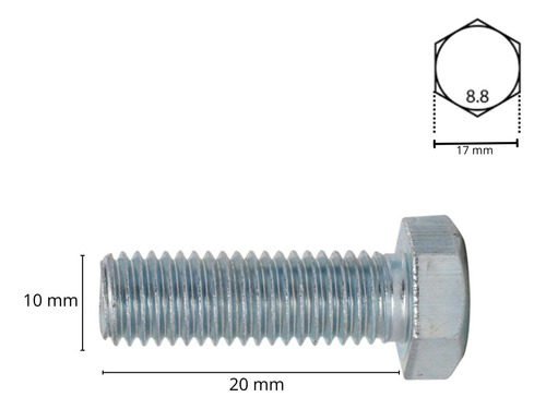 Perno Hexagonal Zincado G. 8.8 De 10-1.5 Largo 20mm (10 Uni)