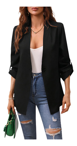 Saco Formal Dama Largo - Blazer Dama Casual Mujer Negro L/lx